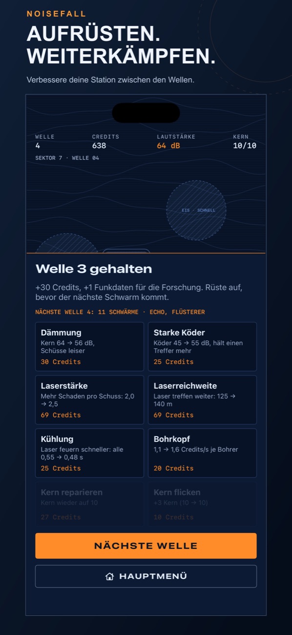 Noisefall: Aufrüsten der Station zwischen den Wellen